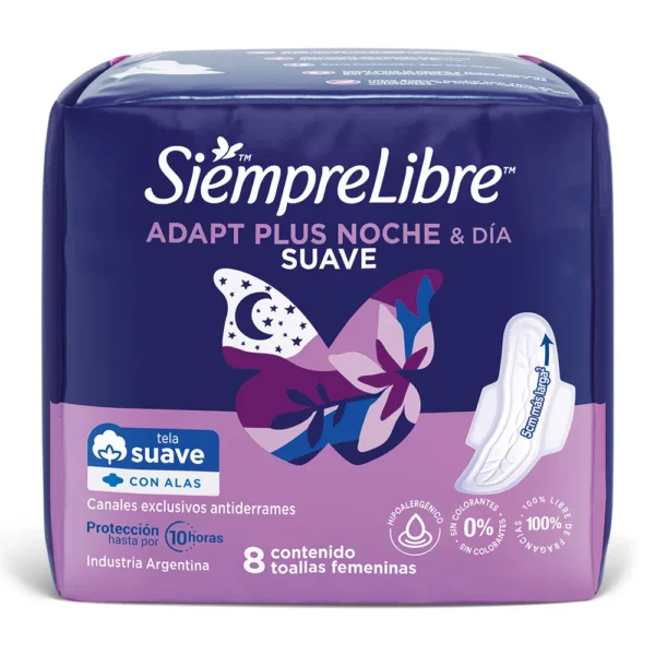 Siempre Libre Adapt Plus Noche y Día Suave con Alas x 8 un