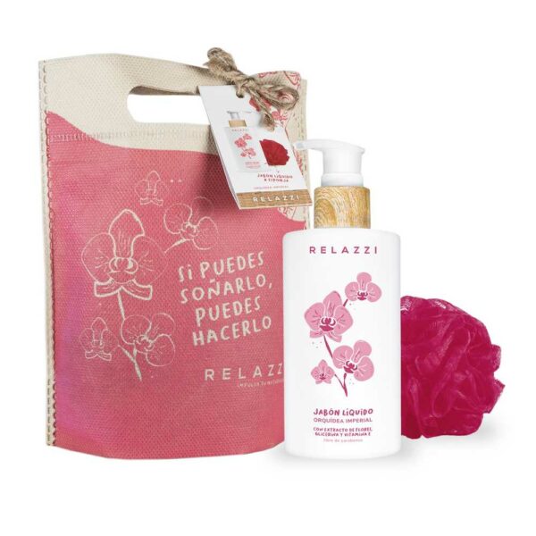 Relazzi Box Felicidad Orquidea (Jabon Liquido + Esponja + Bolsa Eco)